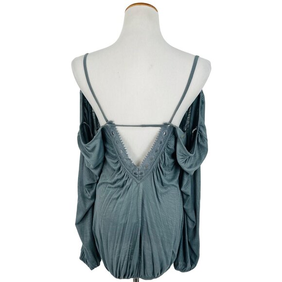 NWT Free People Crochet Trim On-Off Shoulder Long Sleeve Scoop Neck V-Back Top - Picture 13 of 16